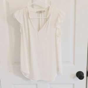 Loft Off-white Flutter Sleeve Blouse - XS